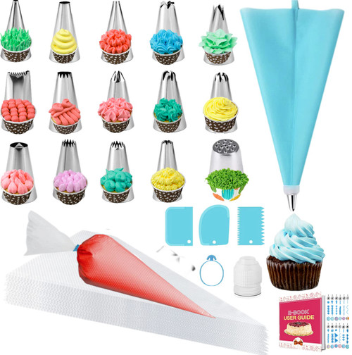 GZMAISULEE Piping Bags and Tips Set for Beginners, Cake Decorating Supplies Kit for Baking with Pastry Bags and Tips, Icing Tips, Couplers,Silicone Ties