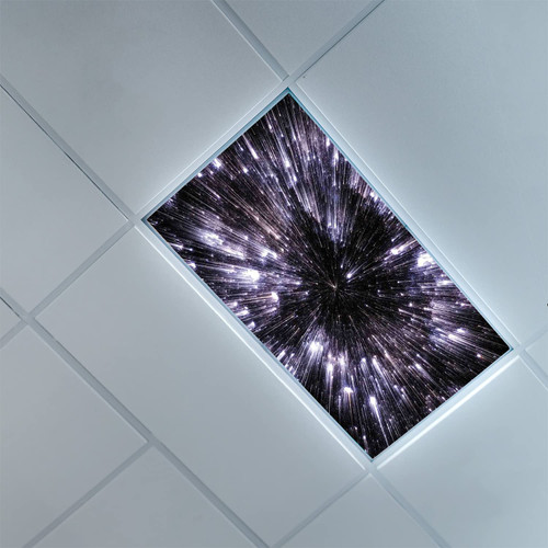Fluorescent Light Covers for Classroom Office-Galaxy Pattern-Light Filters Ceiling LED Ceiling Light Covers-2ft x 4ft Drop Ceiling Fluorescent Decorative,Violet White Black