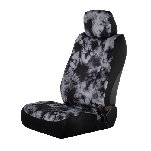 RangeWest Low Back Seat Cover, Bucket Seat Universal Fit, Easy to Install for Cars, Truck, Van, SUV, Black/Gray Tye Dye (Single)