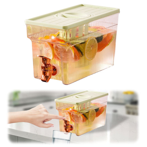 0.8 Gallon Drink Dispenser for Fridge with Spigot, Clear Beverage Dispensers Plastic Fruit Teapot Iced Juice Lemonade Dispenser with Lids and Fruit Infuser for Fridge, Parties and Daily Use