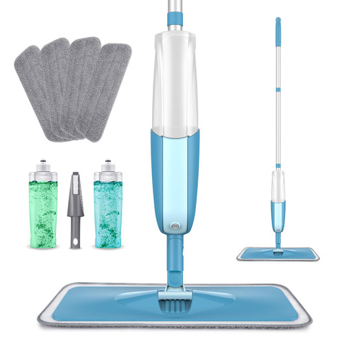 Mops for Floor Cleaning Spray Floor Mop - MEXERRIS Microfiber Mop Wet Mops with Spray 4 Reusable Mop Pads 2 Refillable Bottles for Laminate Wood Vinyl Tiles Floor Cleaning Hardwood Floor Cleaning Mop