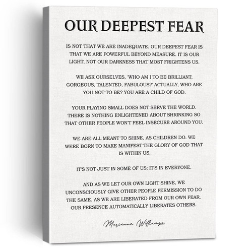 Inspirational Our Deepest Fear Poem Canvas Painting Framed Wall Art Decor for Home Office, Motivational Quote Canvas Poster Print Decorative Gift