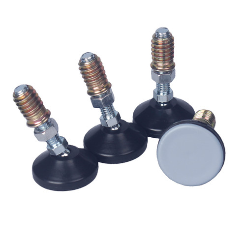 CSFMC Furniture Leveler Swivel Feet (35mm 5/16-18,4 Pack) PTFE(Teflon) Bottom,Threaded Shank Adjustment Pads,Table/Chair/Cabinet/Sofa Medium Legs Leveling,Nuts Installation and Floor Protection