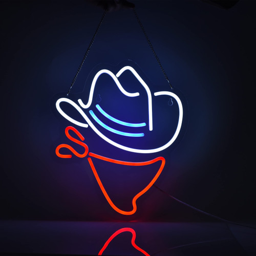 Cowboy Hat Neon Sign Beer Bar Home Art Man Cave Neon Light Handmade with Dimmable Switch LED Neon Lights Signs for Bedroom Home Office Hotel Pub Cafe Recreation Room Wall Artwork Decor