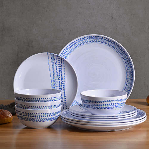 Melamine Dinnerware Sets, Plates and Bowls Sets, Dish Set For 4, Outdoor Dinnerware Sets, Camping Dinnerware, Unbreakable, Dishwasher Safe, BPA Free (Raindrop) Melamine Dinnerware Sets, Plates and Bowls Sets, Dish Set For 4, Outdoor Dinnerware Sets, Camping Dinnerware, Unbreakable, Dishwasher Safe, BPA Free (Raindrop)