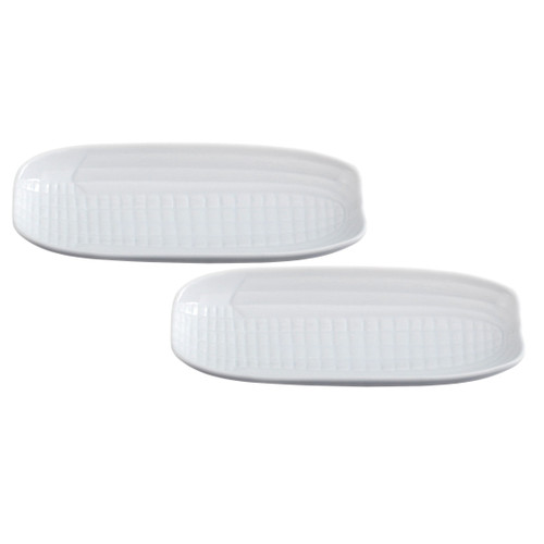 HIC Harold Import Co White Porcelain 9.5 Inch Corn Cob Tray, Set of 2 HIC Harold Import Co White Porcelain 9.5 Inch Corn Cob Tray, Set of 2