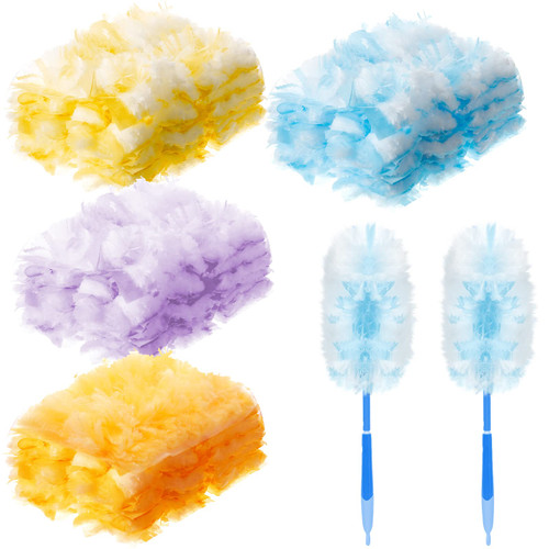 Duster Refills Bulk Disposable Replacement Thickened Duster Refills Replacement Head for Cleaning Home, Office, Blinds, Ceiling Fans, Furniture and More (Yellow, Blue, Orange, Purple, 100 Pcs)