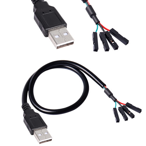 MEIRIYFA USB 2.0 A to USB 4 Pin Dupont Motherboard Header Adapter, USB Male to 4Pin Female 28AWG Extender Cable -30CM (2Pack)