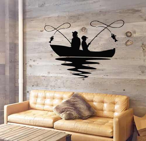 Vinyl Wall Decal Fishing Lake Boat Hobby Fish Club Relax Stickers Mural Large Decor (g1196) Black