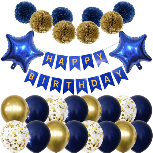 COVANNI Navy Blue Gold Birthday Decorations, Birthday Decorations for Men Women Boys Navy and Gold Party Decor Supplies with Happy Birthday Banner, Tissue Paper Flowers Pom Pom, Confetti Latex Party Balloons and Foil Balloons COVANNI Navy Blue Gold Birthday Decorations, Birthday Decorations for Men Women Boys Navy and Gold Party Decor Supplies with Happy Birthday Banner, Tissue Paper Flowers Pom Pom, Confetti Latex Party Balloons and Foil Balloons