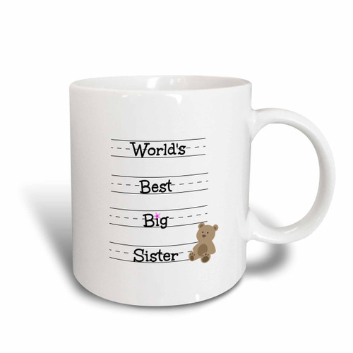 3dRose Worlds best big sister Two Tone Mug, 11 oz, Red/White
