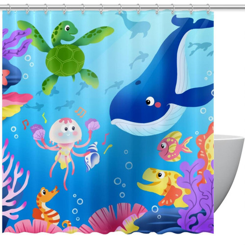 VAPOKF Shower Curtain for Bathroom Decor, Underwater Sea Animals Waterproof Polyester Fabric Bath Curtain Set with 12 Hooks - 60x72 Inches VAPOKF Shower Curtain for Bathroom Decor, Underwater Sea Animals Waterproof Polyester Fabric Bath Curtain Set with 12 Hooks - 60x72 Inches