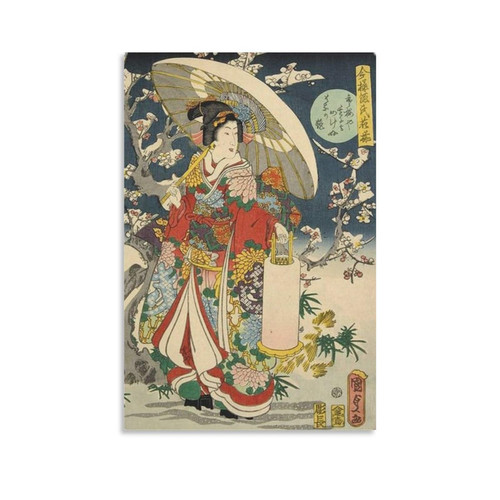 THAELY Abstract Art Poster Japanese Geisha Portrait Utagawa Kunisada Canvas Print Canvas Painting Posters And Prints Wall Art Pictures for Living Room Bedroom Decor 08x12inch(20x30cm) Unframe-style