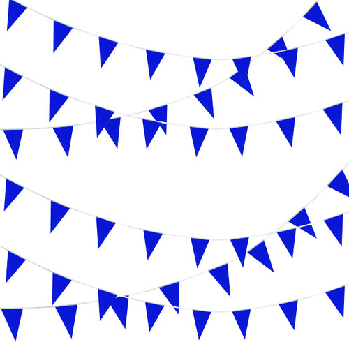 WEITBF 50ft 30pcs Blue Pennant Banners Flags String Triangle DIY Bunting Flags,Party Decorations for Grand Opening,Kids Birthday,Festival Celebration