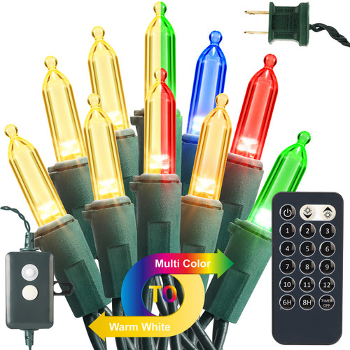 Brizled Color Changing Christmas Lights, 33ft 100 LED Christmas Lights Connectable, 12 Modes Warm White & Multicolored Christmas Lights with Remote, Dimmable Xmas Tree Lights for Indoor Outdoor Decor