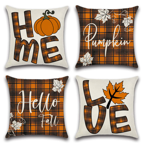 Fall Pillow Covers 18x18 Set of 4 for Fall Decor Maple Leaf Buffalo Plaid Pumpkin Home Love Outdoor Fall Pillows Decorative Throw Pillows Farmhouse Thanksgiving Decorations Autumn Cushion for Couch Fall Pillow Covers 18x18 Set of 4 for Fall Decor Maple Leaf Buffalo Plaid Pumpkin Home Love Outdoor Fall Pillows Decorative Throw Pillows Farmhouse Thanksgiving Decorations Autumn Cushion for Couch