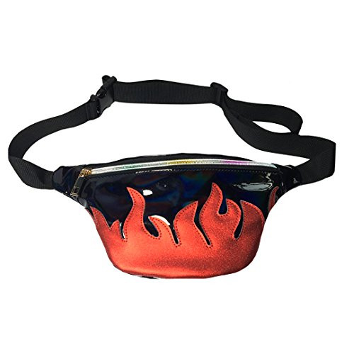 LABANCA Holographic Glitter Fanny Pack Outdoor Rave Bag Beach Bum Bag Leisure Waist Bag Cell Phone Purse Bag