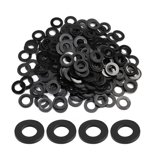Othmro 300Pcs Nylon Plastic Flat Washers M3 6mm OD 3mm ID 1mm Thickness Crush Screw Washer for Faucet Pipe Water Hose Electrical Connections on Household Commercial Appliances Black