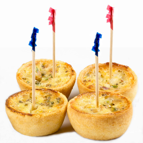 Red & Blue Frill Picks, 200 Wooden Cellophane Toothpicks, 2.5" Soodhalter Par-T-Frill for Food & Appetizers