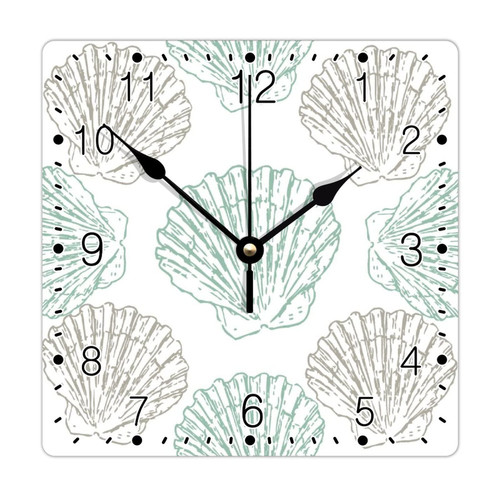 godblessign Conch Wall Clock Beach Square Clocks Love You The Beach and Back 12 Inch Wall Clocks Battery Operated Non-Ticking Rustic Cabin Wall Home Decor Living Room Bedroom Office Decor