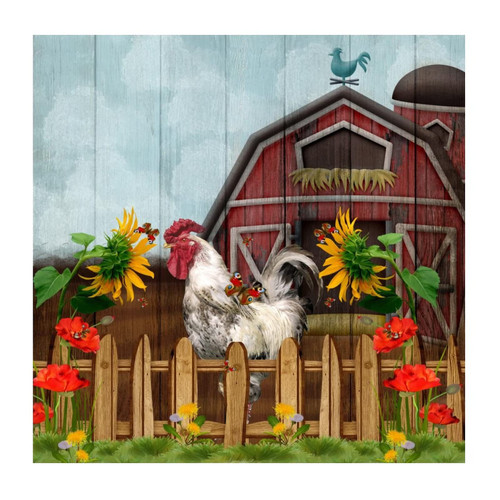 Rooster Barnyard Cockerel Design Sunflower Barn Nursery Wall Art Wall Sticker Murals Farm Garden Rooster Self-Adhesive Home Decals for Bathroom Mirrors Car Mirrors Vinyl
