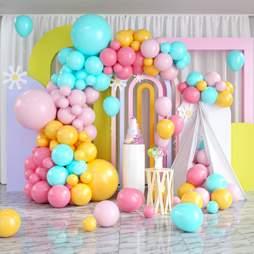 Rainbow Balloon Arch Kit, 106PCS Pink Blue Yellow Balloon Garland Kit Fiesta Balloon Arch, Hot Pink Latex Balloons For Birthday Decoration Wedding Baby Shower Engagement Decoration Party Supplies Rainbow Balloon Arch Kit, 106PCS Pink Blue Yellow Balloon Garland Kit Fiesta Balloon Arch, Hot Pink Latex Balloons For Birthday Decoration Wedding Baby Shower Engagement Decoration Party Supplies