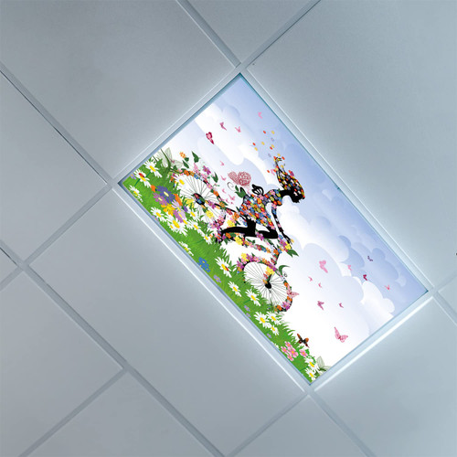 Fluorescent Light Covers for Ceiling Light Diffuser Panels-Outdoor Pattern-Fluorescent Light Covers for Classroom Office-2ft x 4ft Drop Ceiling Fluorescent Decorative,Multicolor