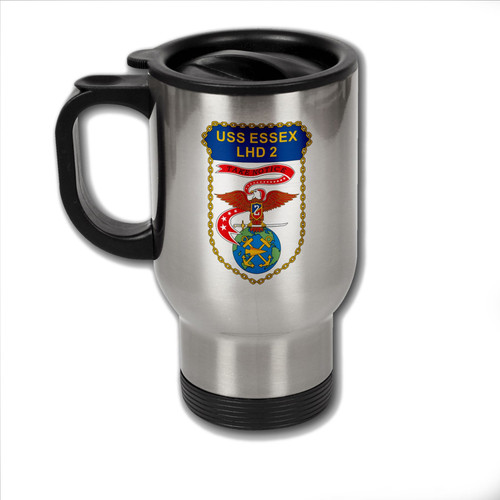 ExpressItBest Stainless Steel Coffee Mug with U.S. Navy USS Essex (LHD-2) emblem