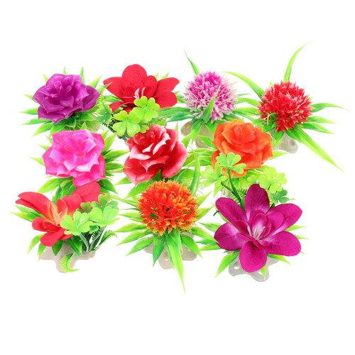 Tofficu 10Pcs Decors Hotel Supplies Sushi Plate Decorations Flower Plant Ornaments Artificial Flower Decors Sushi Sashimi Serving Plate Ornaments for Hotel Home Kitchen Restaurant