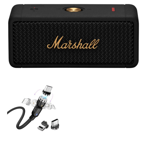 BoxWave Cable Compatible with Marshall Emberton - MagnetoSnap AllCharge Cable, Magnet Charging Cable USB Type-C Micro USB for Marshall Emberton - Jet Black