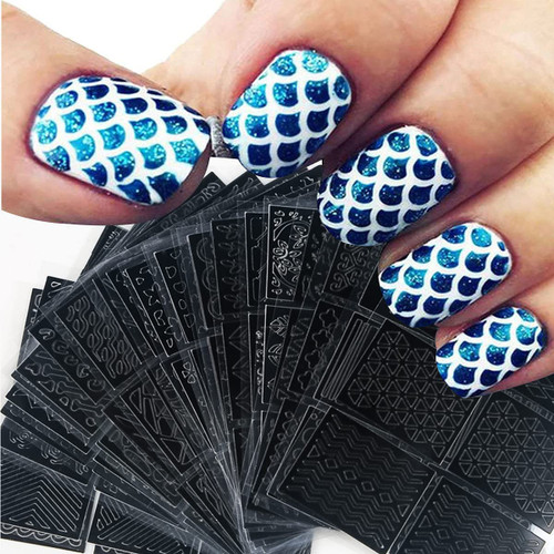 Nail Stencils for Nail Art Reusable,Nail Vinyl Stencils Sticker 144 Pieces 72 Designs,Hollow DIY Manicure Decoration Decals French Tip Nail Guides Supplies?24 Sheets?. Nail Stencils for Nail Art Reusable,Nail Vinyl Stencils Sticker 144 Pieces 72 Designs,Hollow DIY Manicure Decoration Decals French Tip Nail Guides Supplies?24 Sheets?.