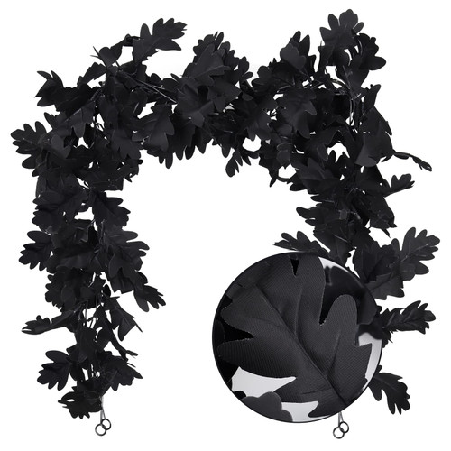 Maple Leaf with Lights Fall Leaves Vine Artificial Autumn Garland Fall Maple Leaf Garland Fall Black Garland 2 Pack for Wall Fireplace Garland Outdoor Indoor Yard (Yellow)
