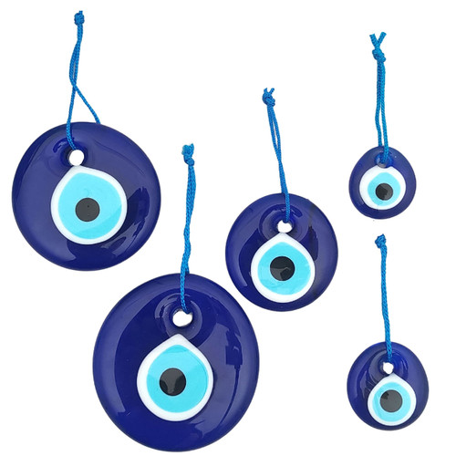 Candymosa Turkish Evil Eye Decor Ornament - Blue Evil Eye Wall Hanging Set of 5 in a Box - Home Protection Charm Evil Eye Wall Decor - Turkish Nazar Amulet Candymosa Turkish Evil Eye Decor Ornament - Blue Evil Eye Wall Hanging Set of 5 in a Box - Home Protection Charm Evil Eye Wall Decor - Turkish Nazar Amulet