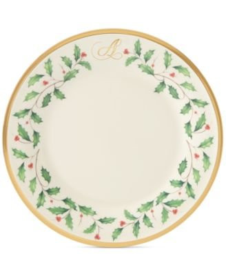 Lenox Holiday Monogram"A" Salad Plate, Ivory