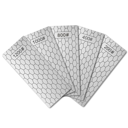 Suiwotin 5pcs Diamond Sharpening Stone, Blade Sharpener Stone Diamond Plate Sharpening Stone for Kitchen Tools (200, 400, 800, 1000, 1200 Grit)