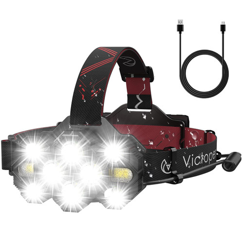 Victoper Headlamp Rechargeable, 22000 Lumens Super Bright 10 LED Head Lamp, 8+2 Mode Head Light with Red Light for Adult, Waterproof Head Flashlight for Outdoor Running, Hunting, Camping, Red&Black Victoper Headlamp Rechargeable, 22000 Lumens Super Bright 10 LED Head Lamp, 8+2 Mode Head Light with Red Light for Adult, Waterproof Head Flashlight for Outdoor Running, Hunting, Camping, Red&Black