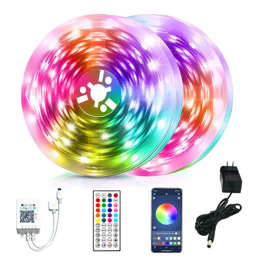 LED Lights for Bedroom 65.6ft (2 Rolls of 32.8ft), Bluetooth LED Strip Lights Music Sync Color Changing with Remote and Smart App Control RGB LED Strip, LED Lights for Bedroom Living Room Party Decor
