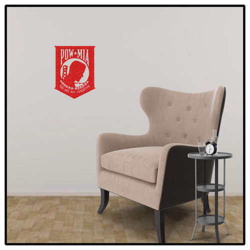 DecalDoggy - POW MIA Never Forget Vinyl Decal Car/Wall - Red Glitter