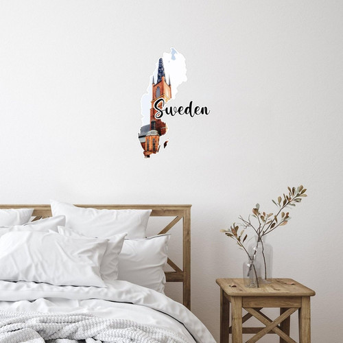 Vinyl Wall Quotes Stickers Sweden Modern Wall Sticker Murals Home Wall Decor Architecture Maps Building Art Scenic Wall Decals Stickers for Kids Room Bottles Backdrops Outdoors 18in
