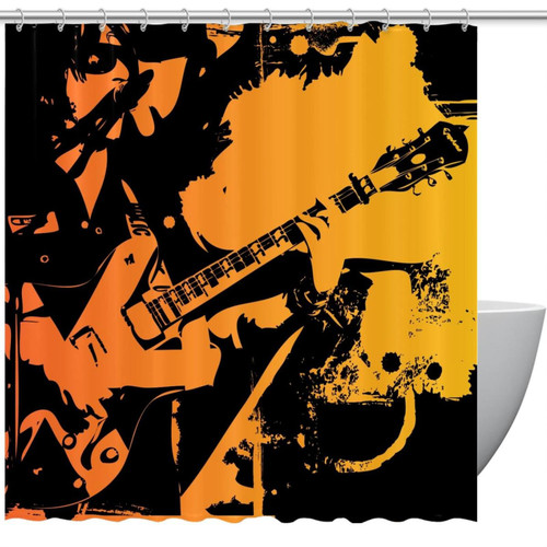 VAPOKF Shower Curtain for Bathroom Decor, Grunge Guitar Player Waterproof Polyester Fabric Bath Curtain Set with 12 Hooks - 66x72 Inches