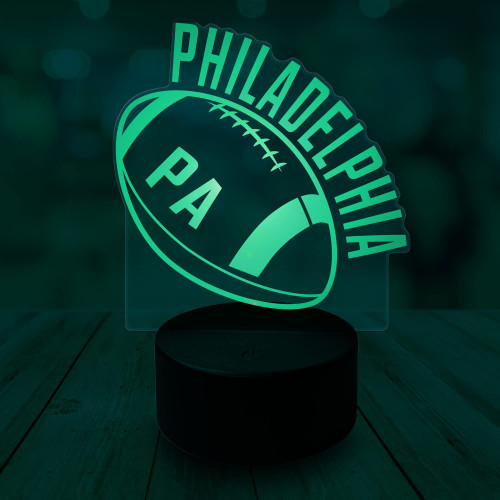 CLORURBANLIVE 3D Football Philadelphia Night Light 3D Illusion Lamp for Boys Gift 16 Changing Color Remote Control Kids Room Ball Decor Lighting (Philadelphia Multicoloured) CLORURBANLIVE 3D Football Philadelphia Night Light 3D Illusion Lamp for Boys Gift 16 Changing Color Remote Control Kids Room Ball Decor Lighting (Philadelphia Multicoloured)
