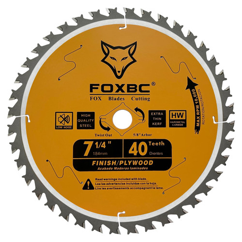 FOXBC 7-1/4" Circular Saw Blade 40 Tooth, Replacement for Freud D0740A Diablo, SKIL 75740W, DeWalt Finishing Saw Blade