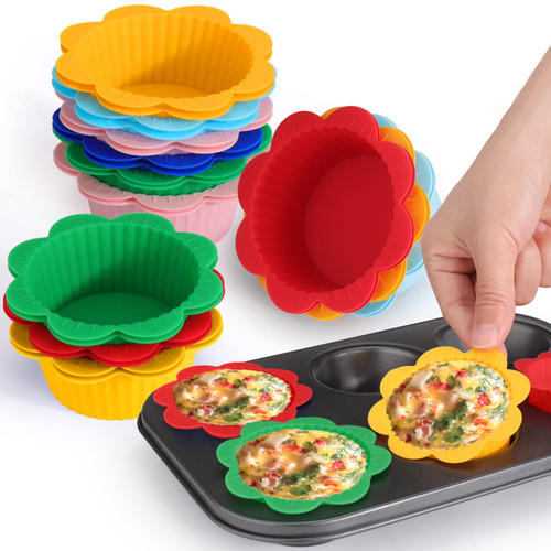 24 Pcs Silicone Muffin Liners with Tabs, Reusable Cupcake Liners for Steel Muffin Pan, Non-Stick Baking Cups for Bakeware Baking Pan & Cupcake Pan 24 Pcs Silicone Muffin Liners with Tabs, Reusable Cupcake Liners for Steel Muffin Pan, Non-Stick Baking Cups for Bakeware Baking Pan & Cupcake Pan