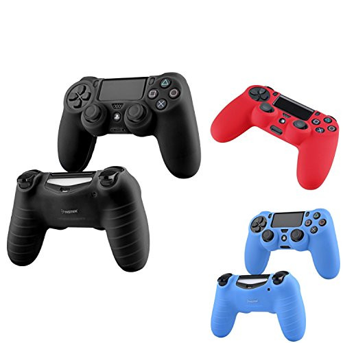 PS4 Controller Silicone Case Cover, Insten 3-Pack Silicone Controller Case Combo Compatible With PlayStation 4 PS4 Controller,, Black/ Red/ Blue