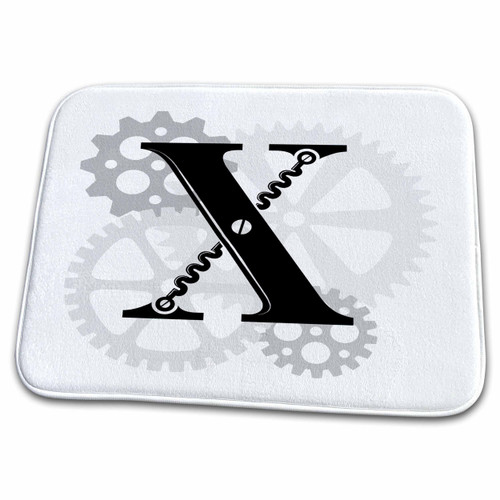3dRose Grey cogs, gears. Mechanics, machinery. Supreme black... - Dish Drying Mats (ddm-298708-1)