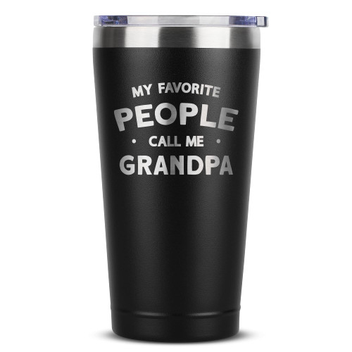 Gifts for Grandpa - My Favorite People Call Me Grandpa, 16 oz Black Insulated Coffee Tumbler with Lid - Papa Gifts for Fathers Day, Birthday Gifts Ideas - Grandpa Gifts from Grandchildren, Grandpa Mug