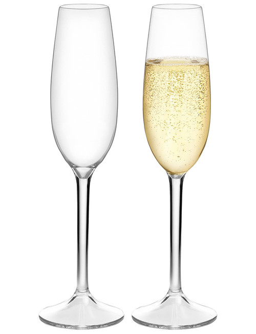 MICHLEY Champagne Flutes Set of 2, 7.6 oz Stemmed Champagne Glasses 7.6 oz, Unbreakable Tritan Plastic Wine Glassware Wedding Gifts