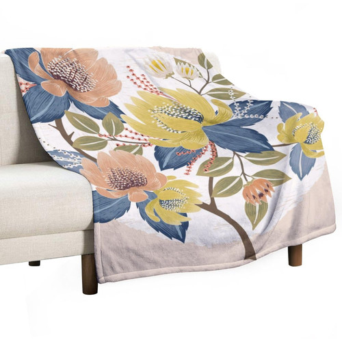 Lurnise Blankets Flowers Yellow and Pink Flannel Blanket Cozy Bedding Throw Blankets for Sofa Couch Chair Office 30"x40"