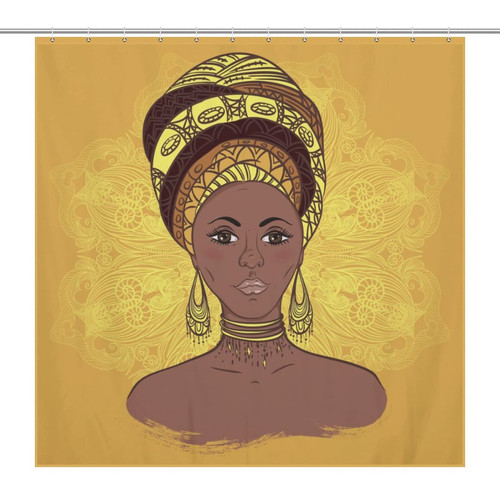 Beautiful African Woman Shower Curtain Waterproof Polyester Bath Curtain for Home Bathroom Hotel Decor 72x72Inch (183x183cm) Beautiful African Woman Shower Curtain Waterproof Polyester Bath Curtain for Home Bathroom Hotel Decor 72x72Inch (183x183cm)