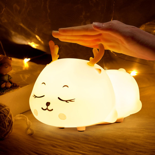 CHWARES Night Light for Kids, Milu Deer Nursery Night Lights with Battery, 7 Color Table Lamp, Room Decor, USB Rechargeable, Cute LED Multicolor Gifts for Baby, Children, Toddlers, Teen Girls